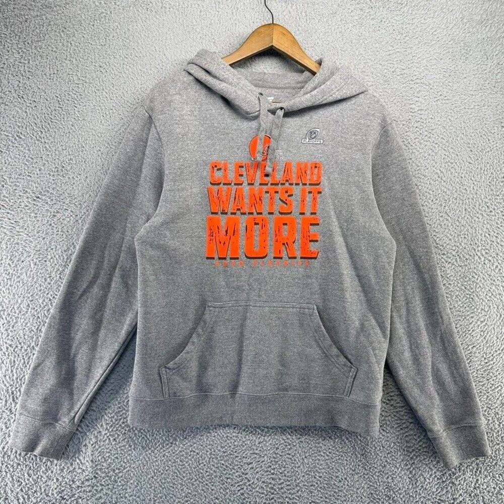Cleveland Browns Sweatshirt Men's Medium Gray Hoodie Pullover Playoffs Pullover